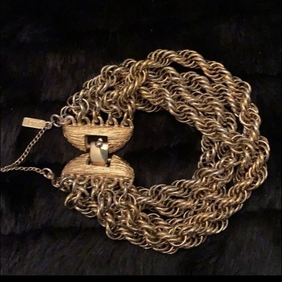 GOLD MONET MULTI ROPE CHAIN VINTAGE BRACELET 7” - Picture 5 of 5